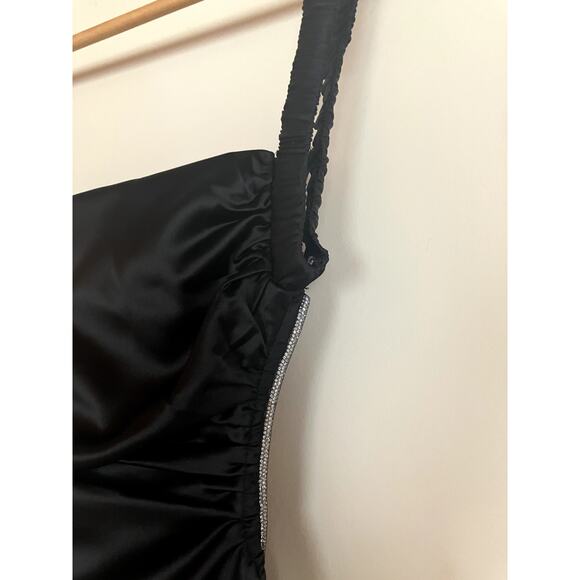 HELLO MOLLY Bet U Wanna Satin Midi Dress Cutout Gown Black Size M US 6 - Picture 3 of 7